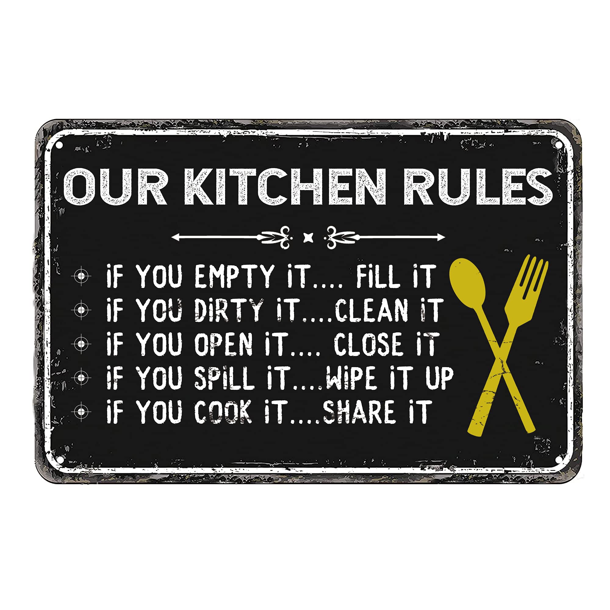 Vintage Metal Wall Decor Signs for Kitchen, Bar, Cafe, Garage & Farmhouse - Rustic Restaurant Plaque for Home & Business Decor | Perfect for Indoor & Outdoor Use