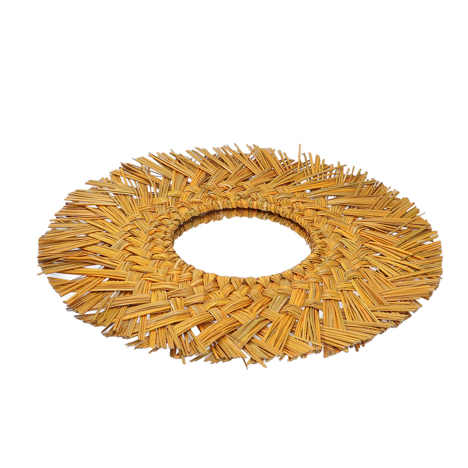 Nordic Style Woven Wall Hanging Mirror - Natural Straw Round Decorative Mirror for Bedroom, Living Room & Dorm (Space-Saving, Yellow Gold) | Boho Home Decor & Wall Accent