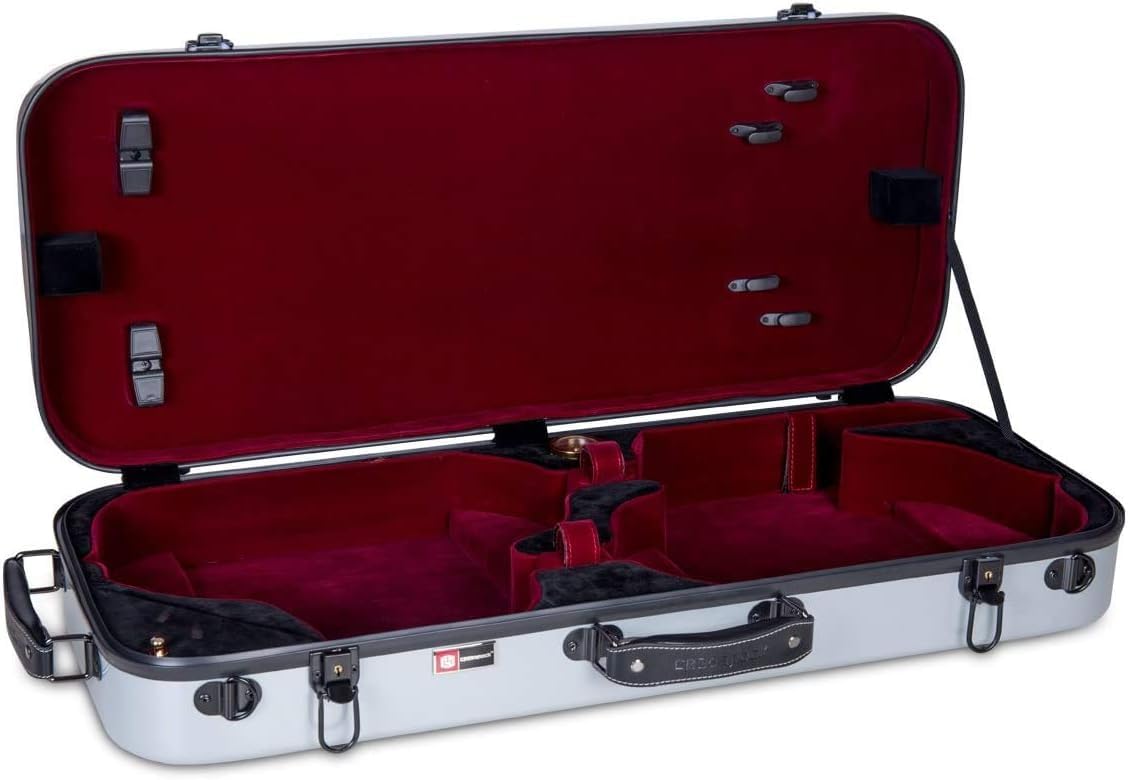 Crossrock CRF1020DVSL Silver Fiberglass Violin Case - Backpack Style for 4/4 Full Size Violins | Durable & Lightweight Protection for School, Travel & Performances