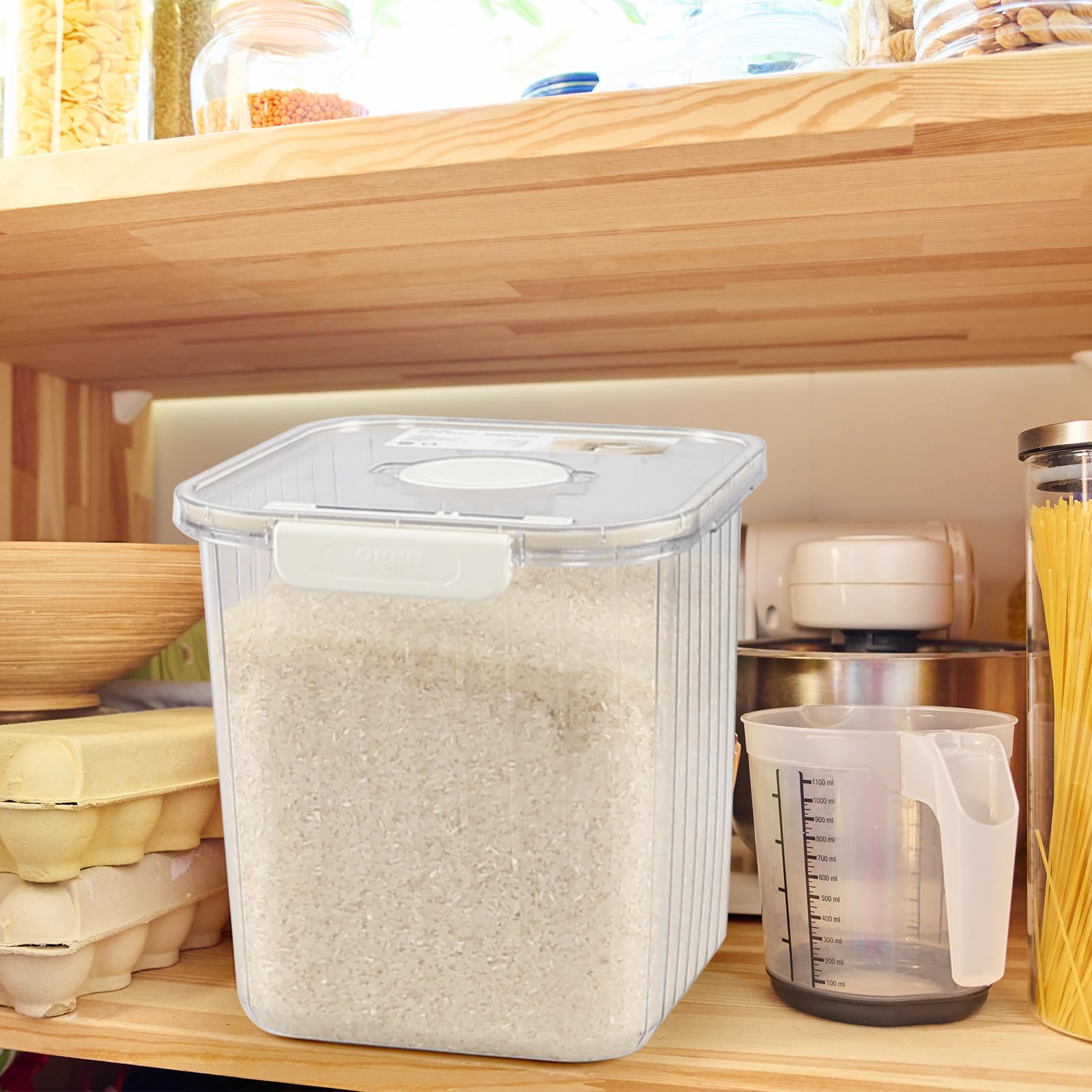 Kiddream 22 Lbs Clear Airtight Rice Dispenser - BPA-Free Food Storage Container for Rice, Flour, Cereal & Dry Goods | Perfect for Kitchen Pantry Organization & Bulk Food Storage (Set of 1)