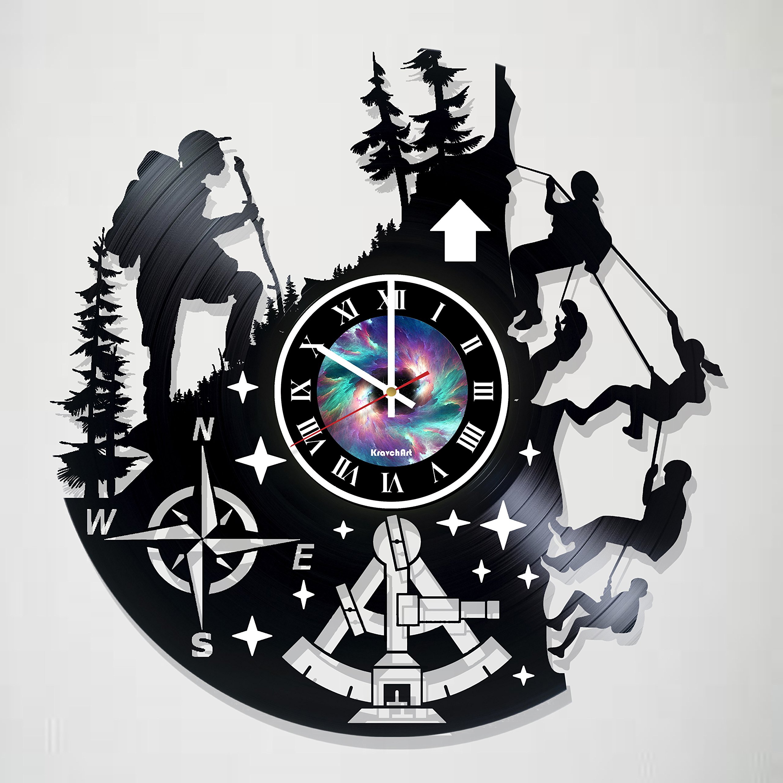 Climbing Vinyl Wall Clock - Mountain Climber Themed Home Decor for Living Room, Kitchen & Kids Bedroom - Unique Gift for Children, Teens & Adults - Perfect for Adventure Lovers & Outdoor Enthusiasts