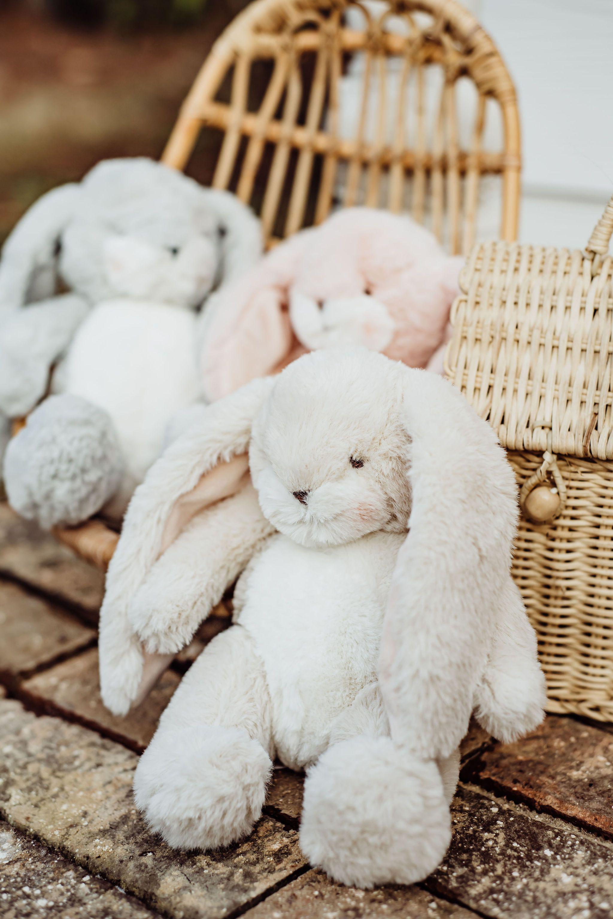 Wee Nibble 8 Cream Bunny Plush Toy - Soft Stuffed Animal for Kids & Collectors - Perfect for Easter Gifts, Nursery Decor, and Cuddling