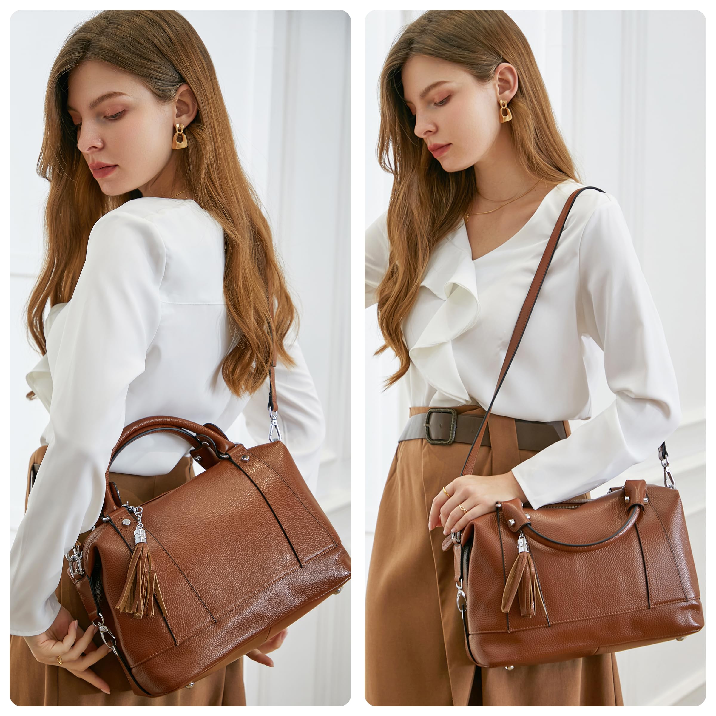 Stylish HESHE Leather Purses & Handbags for Women - Shoulder Tote, Work Bag, Hobo Purse, Crossbody Satchel & Top Handle Bag | Perfect for Office, Travel & Everyday Use