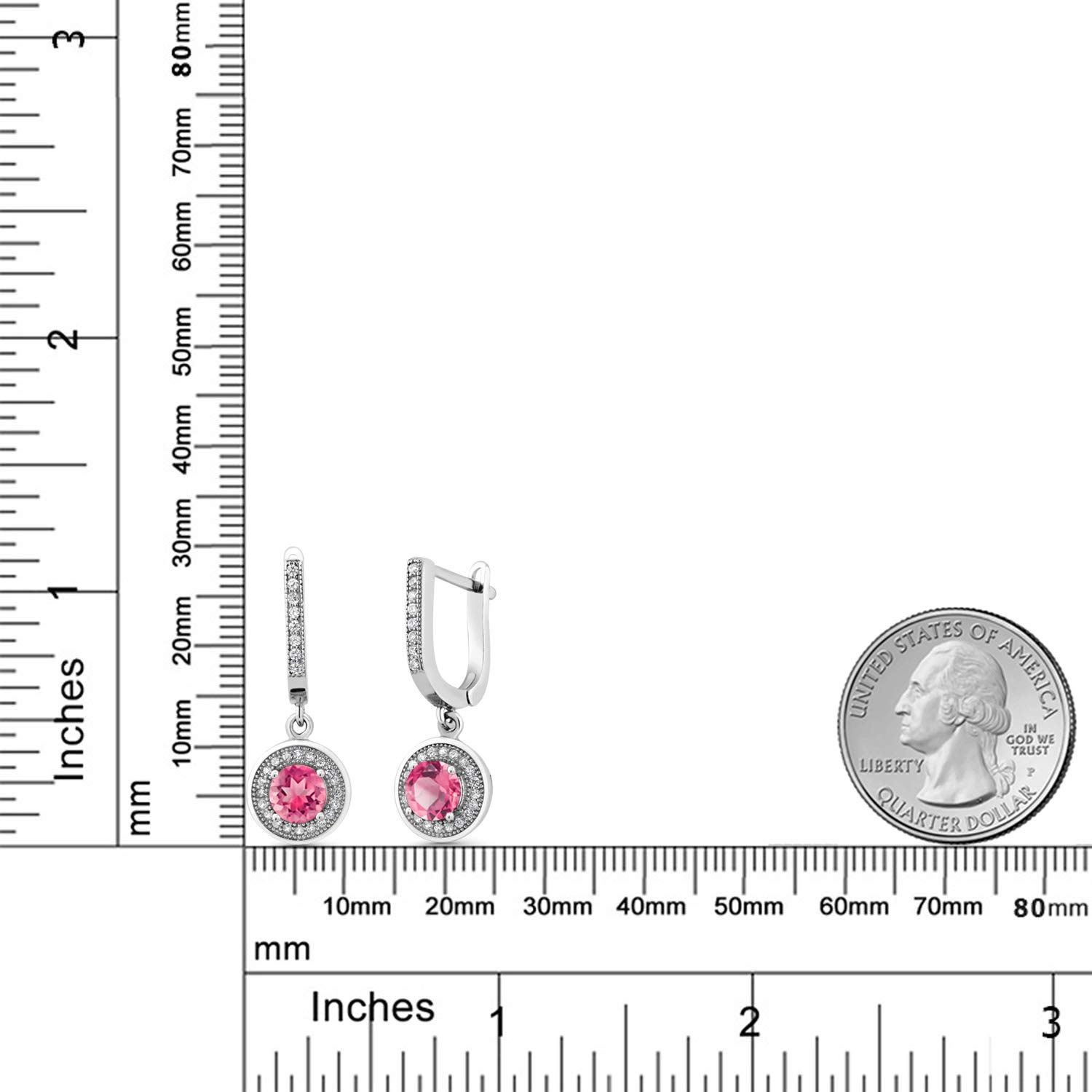 3.72 Ct Round Pink Mystic Topaz Sterling Silver Earrings for Women - Genuine 925 Silver Gemstone Jewelry - Perfect for Weddings, Parties & Special Occasions