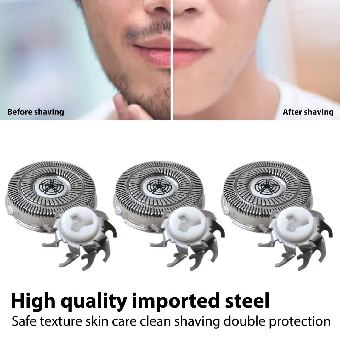 3Pcs Replacement Shaver Heads & 1 Cleaning Brush for Philips SW-S7105 Rotary Electric Shaver - Compatible with Norelco Style B Blades - Perfect for Travel, Home & Office Use