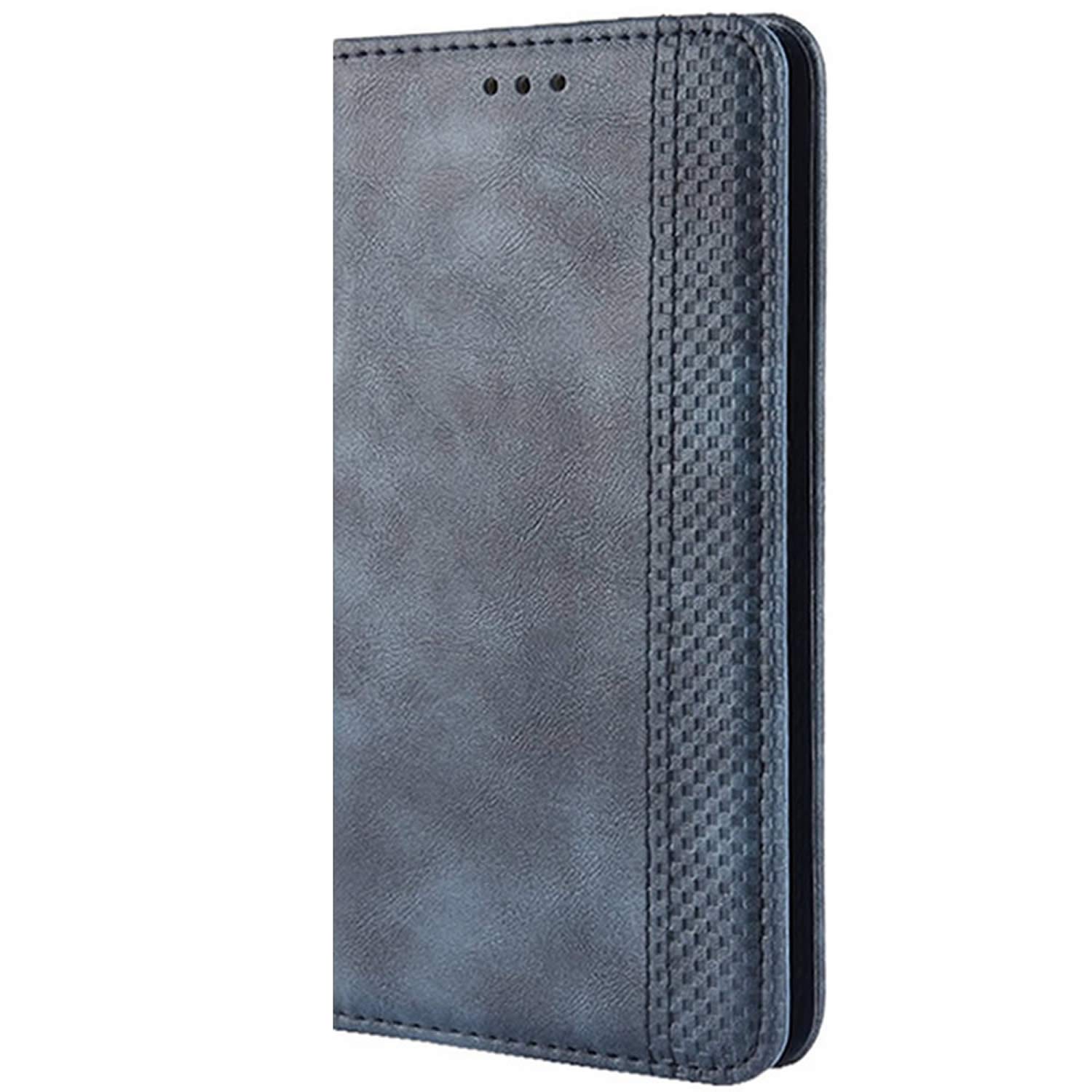 LG K22 Phone Case - Retro PU Leather Shockproof Wallet Flip Cover with Card Slot Holder & Magnetic Closure | Protective Case for LG K22 | Perfect for Work, Travel & Everyday Use (Blue)