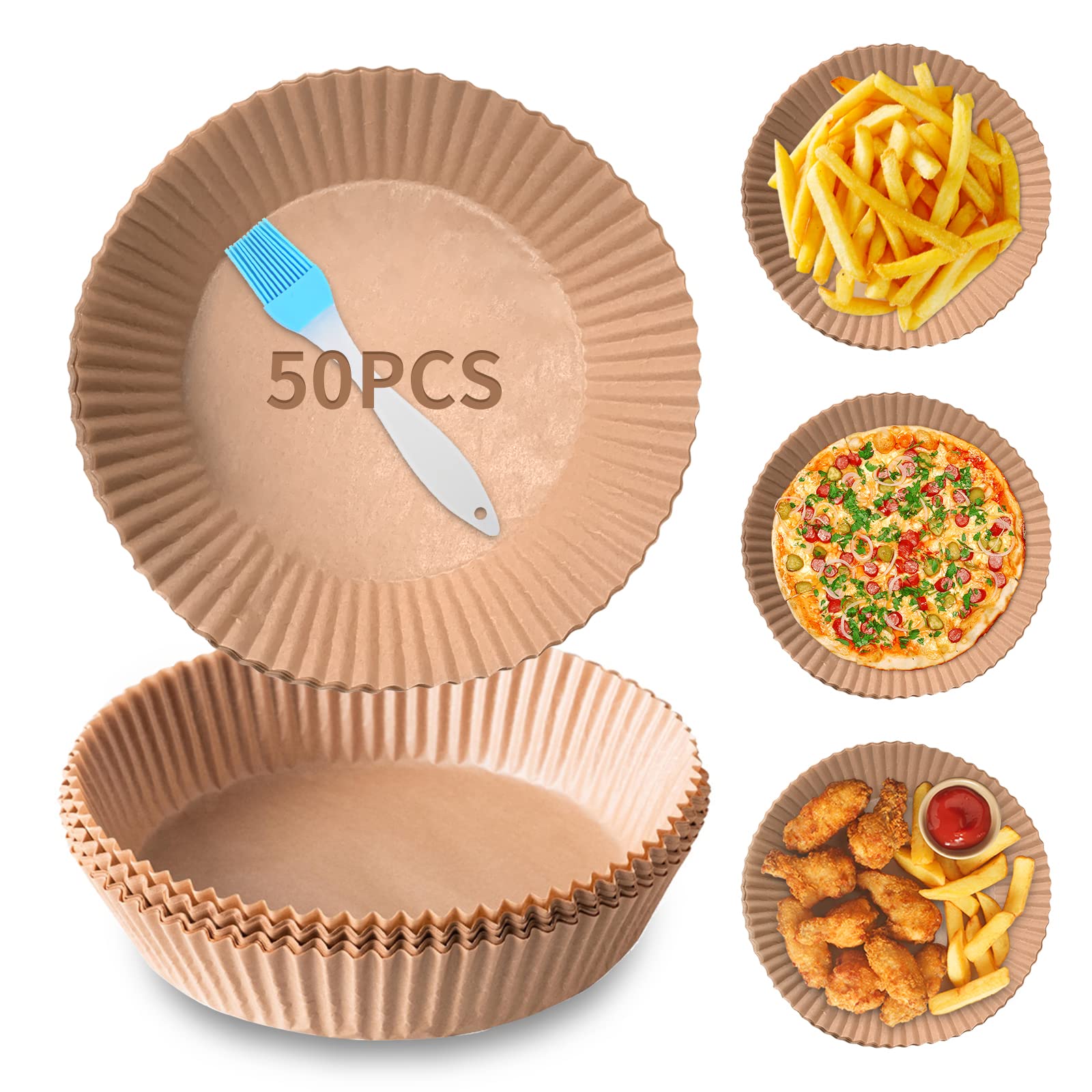 Non-Stick Air Fryer Disposable Paper Liners - 6.3 Inch Round Parchment Sheets for Baking, Steaming & Microwaving | Perfect for Cakes, Fries & Healthy Cooking | Fits Most Air Fryer Models