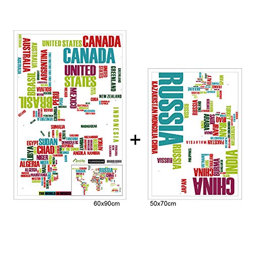 Country Names World Map Wall Sticker - Decorative Vinyl Decal for Home, Office & Classroom Decor | Perfect for Geography Learning & Travel Inspiration