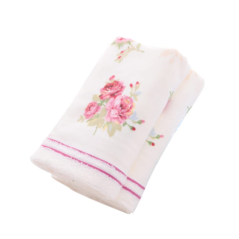 Cabilock 34x34cm Soft Cotton Bath Towel Set - Floral Printed Quick Dry Absorbent Towels for Bathroom, Home, Hotel & Beach (Oyster White) - Perfect for Spa, Pool, Gym & Travel Essentials