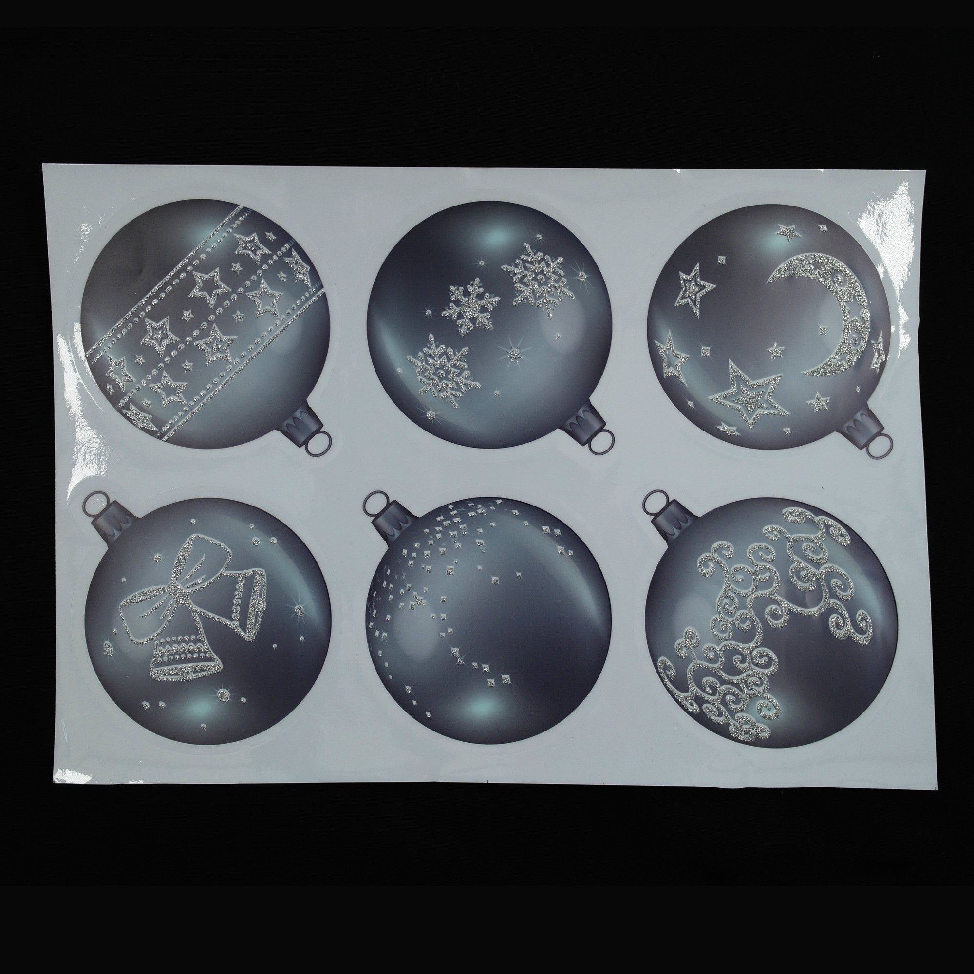 12 Pack Silver Glitter Window Clings with Strings - Holiday Decorative Stickers for Windows, Glass Doors & Mirrors (Perfect for Christmas, Halloween & Party Decorations)