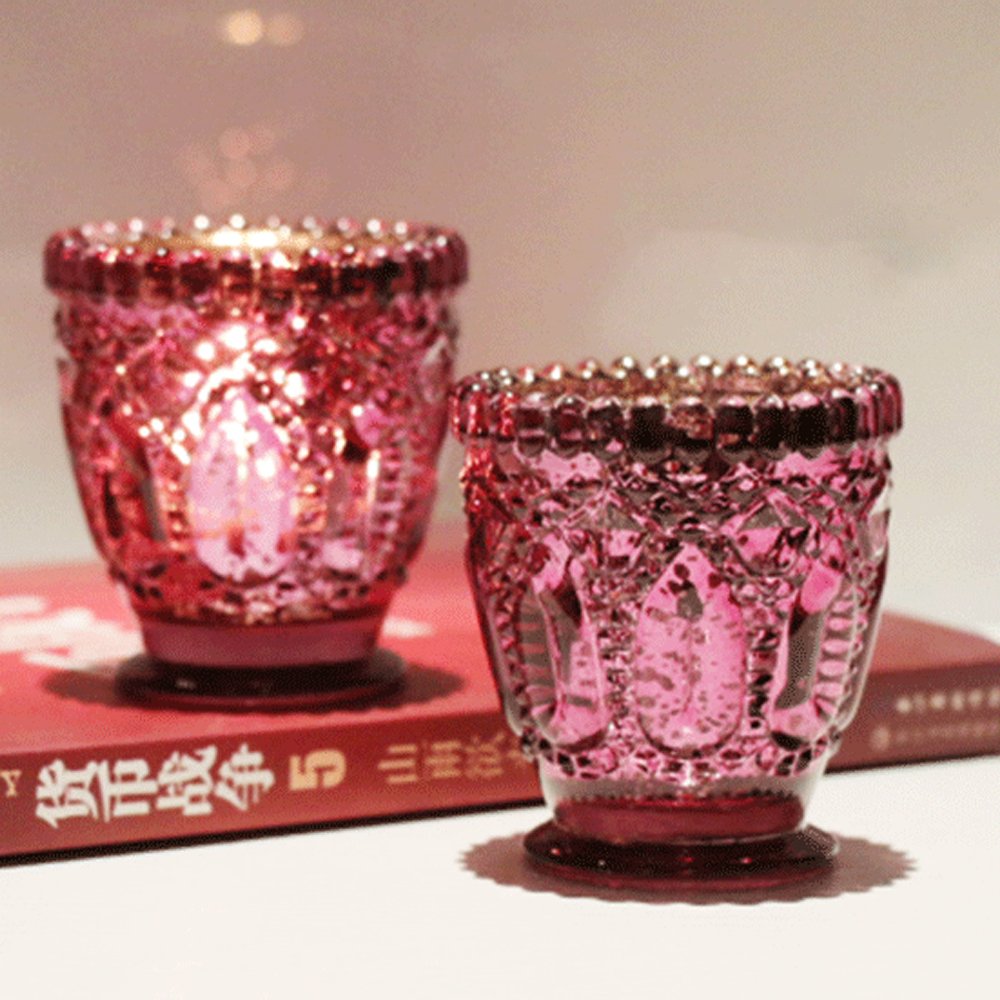 1pc Romantic Purple Mercury Glass Candle Holder - Elegant Votive & Tealight Holder for Home Decor, Wedding Centerpiece, Party Celebration - Perfect for Dining Table, Mantel Decor, and Romantic Ambiance