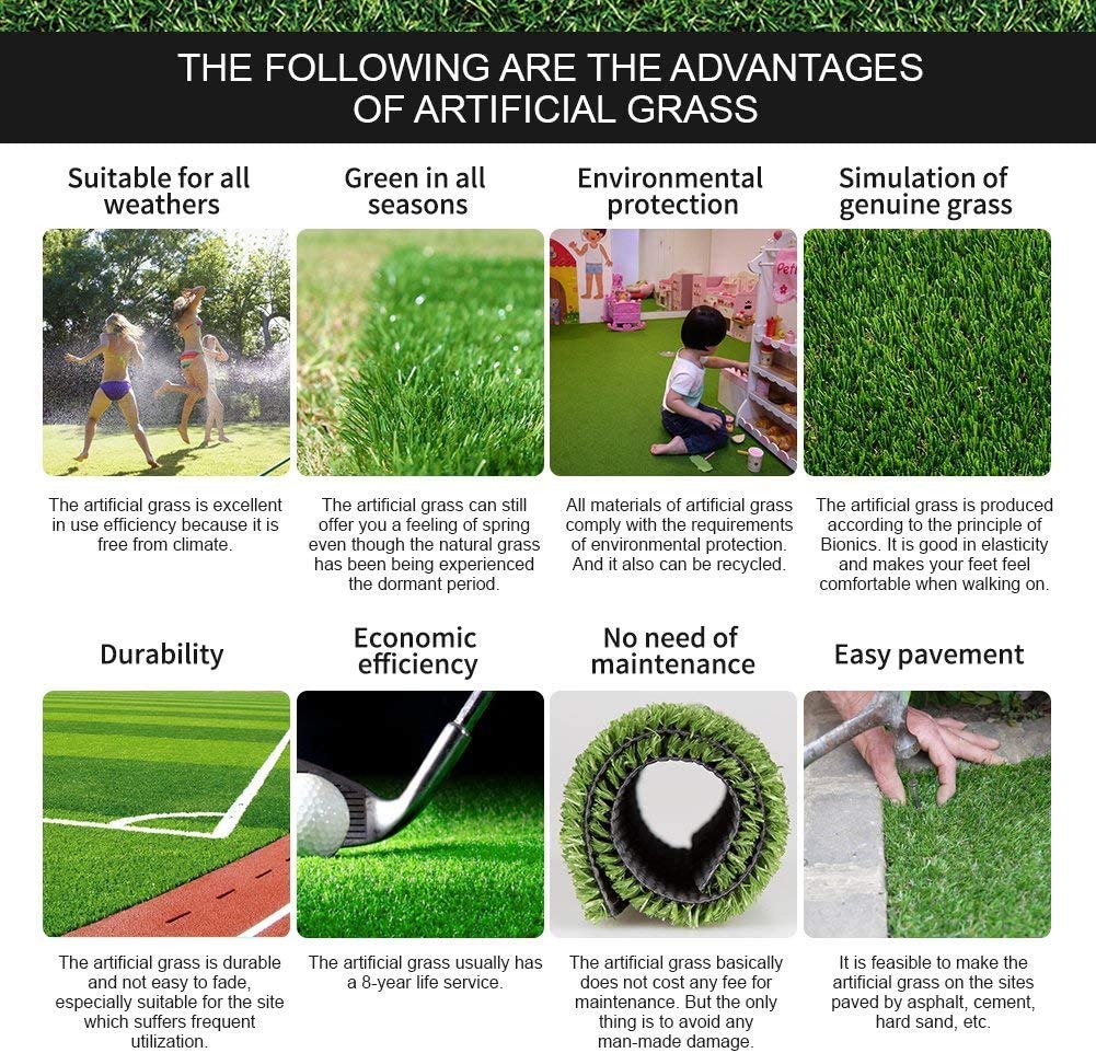 Premium 5' x 10' Artificial Grass Turf with Drainage Mat - Realistic Indoor/Outdoor Pet-Friendly Turf for Dogs & Cats - 2 Pack (50 sq ft) for Garden, Patio, Balcony & Play Areas