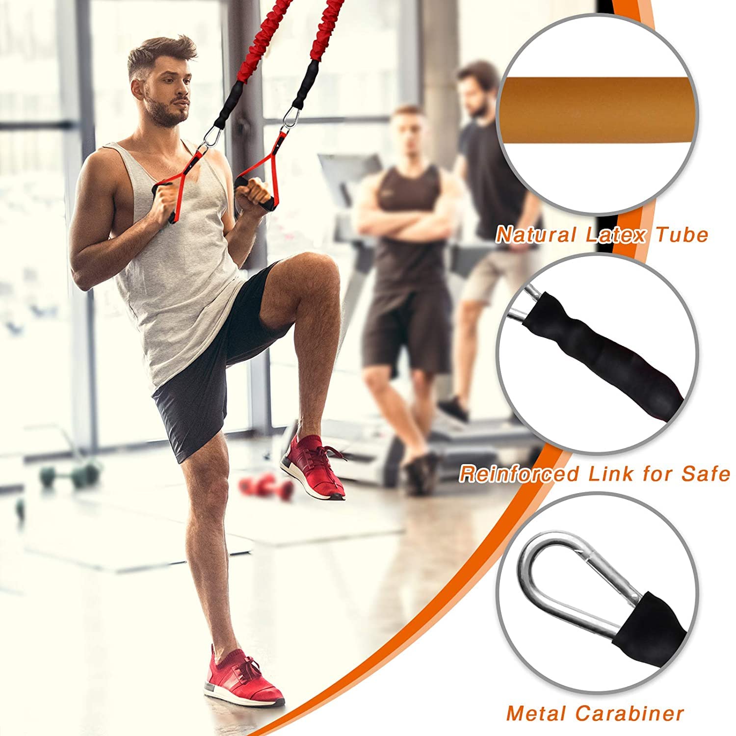 COITEK 14-Piece Resistance Bands Set - 20lbs to 40lbs Exercise Tubes with Nylon Handles, Door Anchor & Ankle Strap (Supports up to 150lbs) - Perfect for Home Workouts, Yoga, Strength Training & Physical Therapy