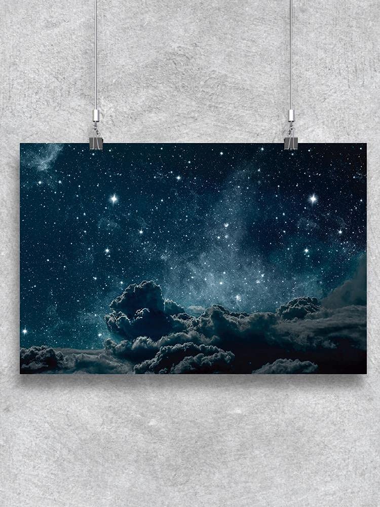 Starry Night with Clouds Wall Art Poster - Van Gogh Inspired Galaxy Sky Decor for Living Room, Bedroom & Office
