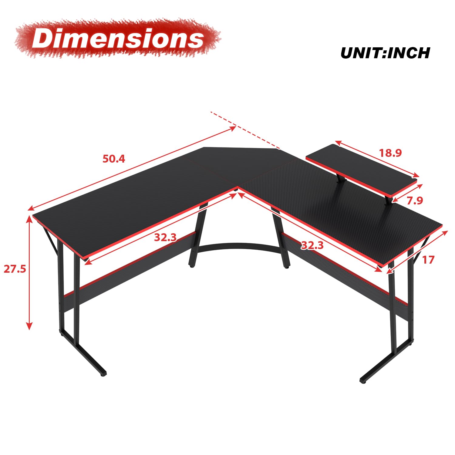 L-Shaped Corner Gaming Desk with Large Desktop - Sturdy Computer Desk for Home Office, Study & Gaming Workspace - Black (Perfect for Small Spaces & Multi-Tasking)