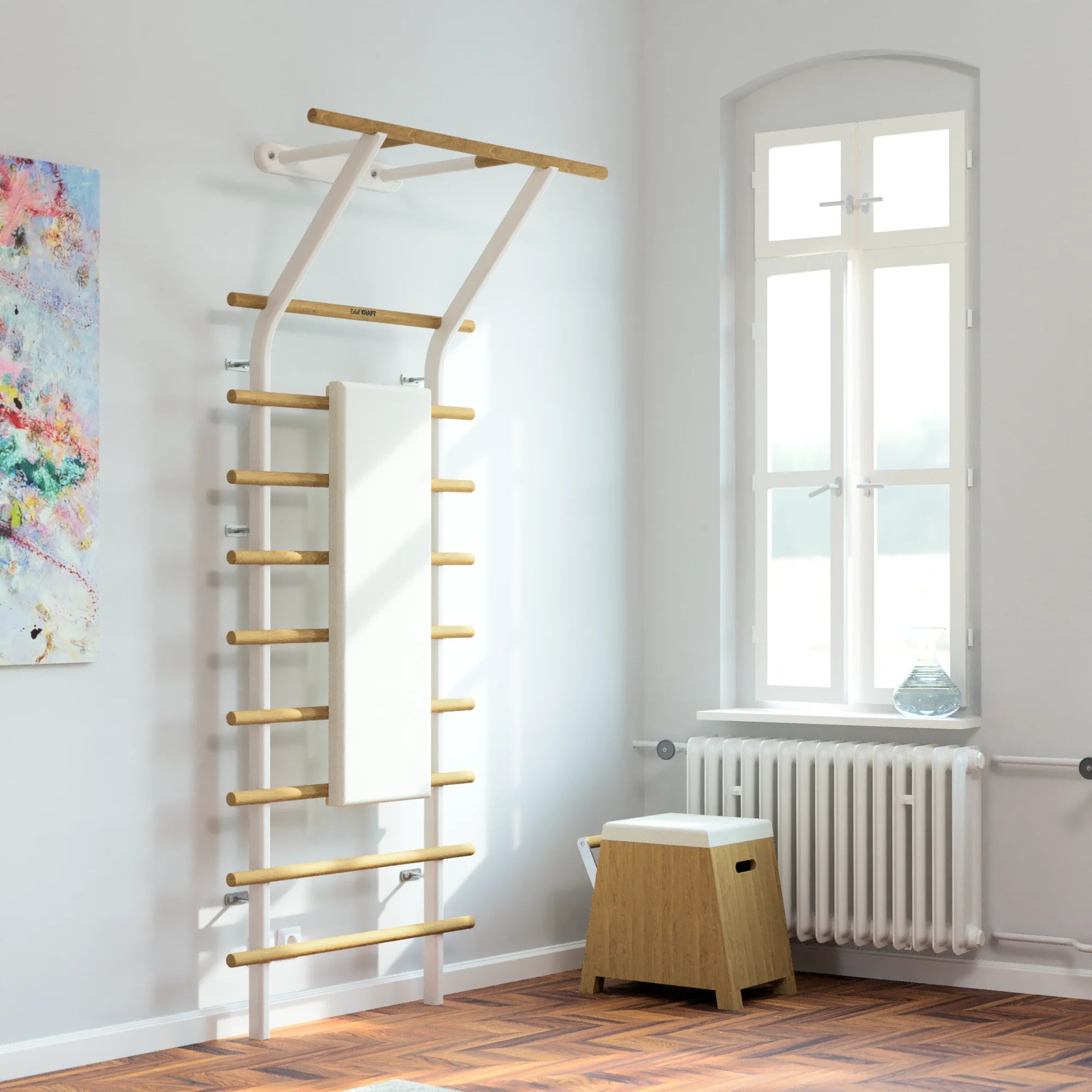 Adjustable Dumbbell Rack for Wall-Mounted Climbing Ladder - Perfect for Home Gym, Kids Playroom & Fitness Training