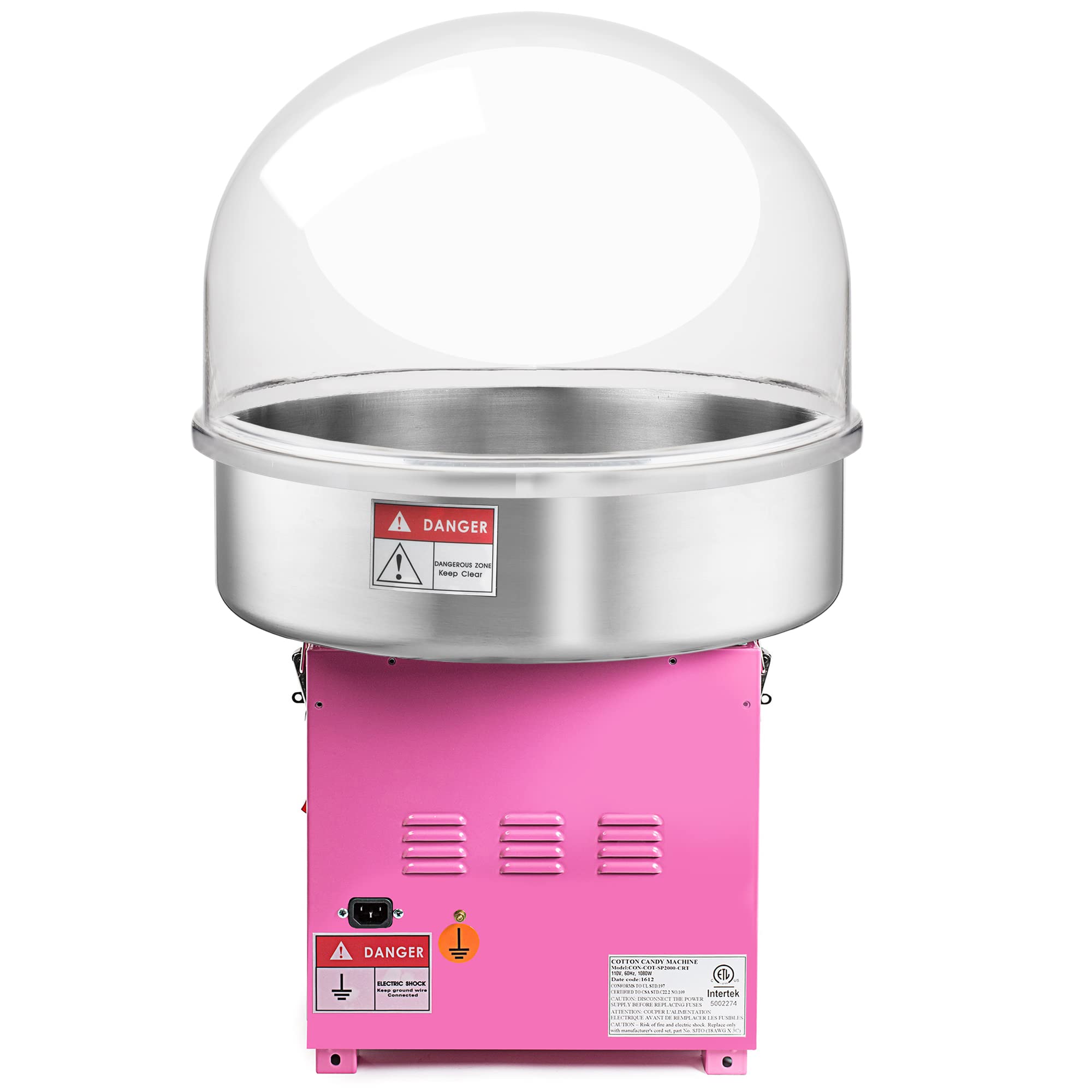 Olde Midway Commercial Cotton Candy Machine with Bubble Shield - SPIN 2000 Electric Candy Floss Maker for Parties, Carnivals & Events - Heavy Duty Stainless Steel Candy Floss Machine for Home & Business Use