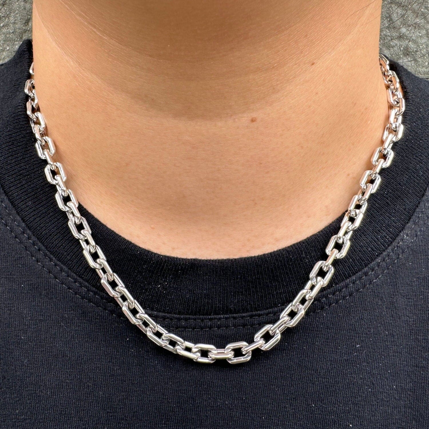 Gothic Skull T-Bar Sterling Silver Chain Necklace for Men & Women - Punk Rock Jewelry Gift for Halloween, Valentine's Day & Everyday Wear
