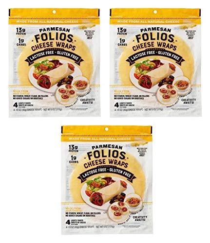 100% All Natural Parmesan Cheese Wraps | Gluten Free, Grain Free, Lactose Free | Keto Certified Low Carb Snack (1g Net Carbs) | 3-Pack for Sandwiches, Wraps & Keto Meal Prep