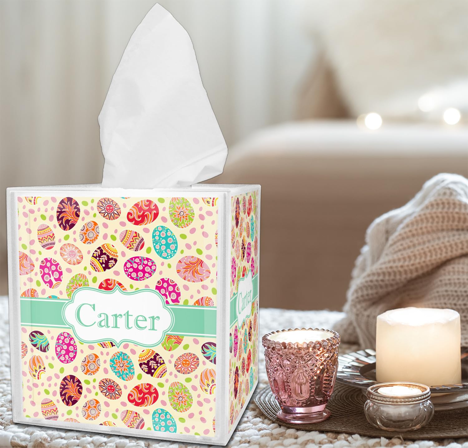 Custom Easter Egg Tissue Box Cover - Handmade Home Decor for Easter, Spring & Holiday Season - Perfect for Living Room, Bedroom & Party Decorations