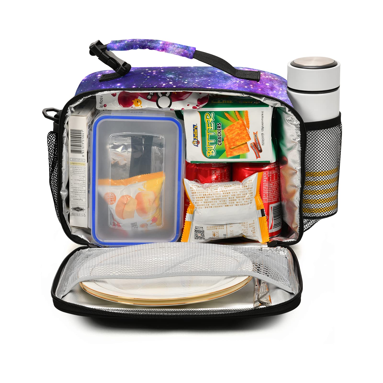 Galactic Universe Tie Dye Insulated Lunch Box for Women & Girls - Reusable Cooler Tote Bag for Work, School, Picnic & Outdoor Activities | Cute Shoulder Lunch Bag for Office, College & Beach Trips