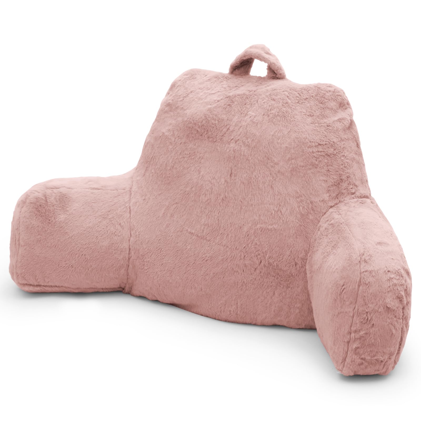 **Memory Foam Reading Pillow for Adults - Standard Back Support Cushion with Extend Arms for Sitting Up in Bed, Sofa & Floor (Pink) - Perfect for Reading, Watching TV, Relaxing & Nursing**