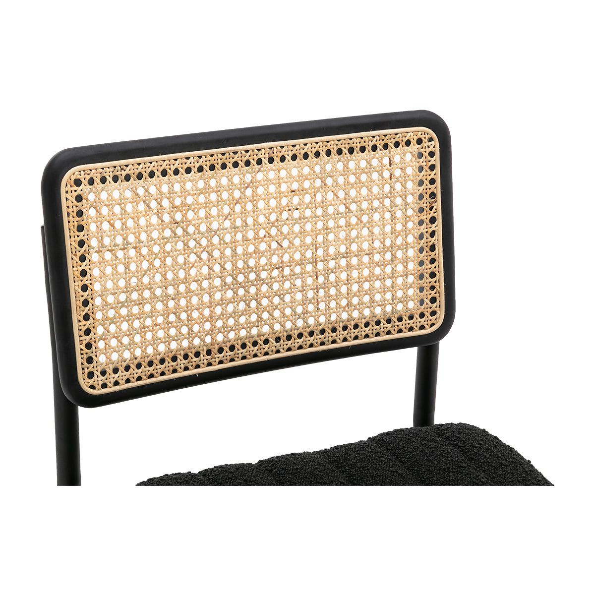 Blake Rattan Boucle Dining Chair - Modern Woven Rattan Accent Chair for Kitchen, Dining Room, or Breakfast Nook - Comfortable & Stylish Seating for Home Decor