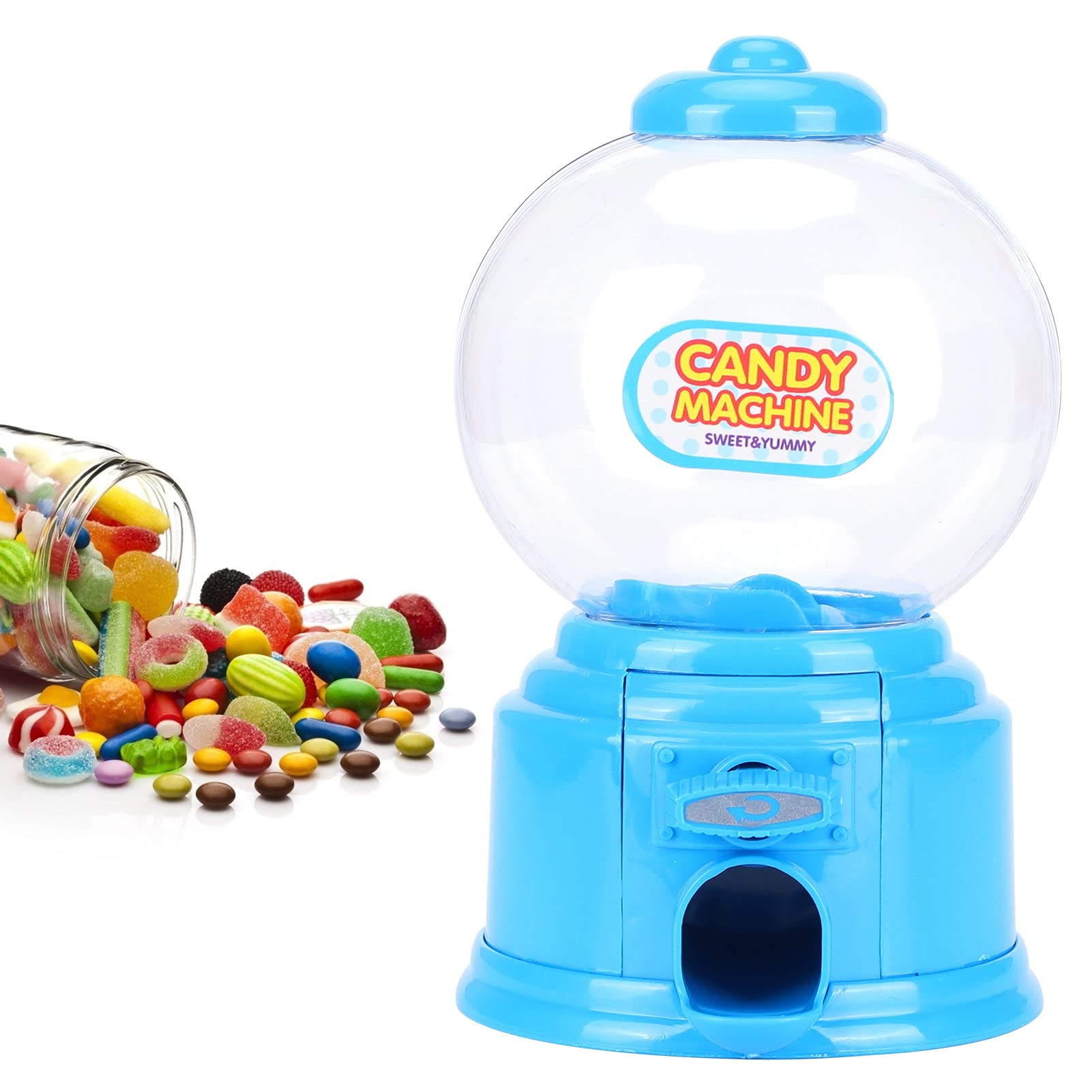 Mumisuto Mini Candy Vending Machine - Sweet Dispenser & Money Deposit Box for Kids | Fun Gumball Machine for Home, Parties & Classroom Rewards (Blue)