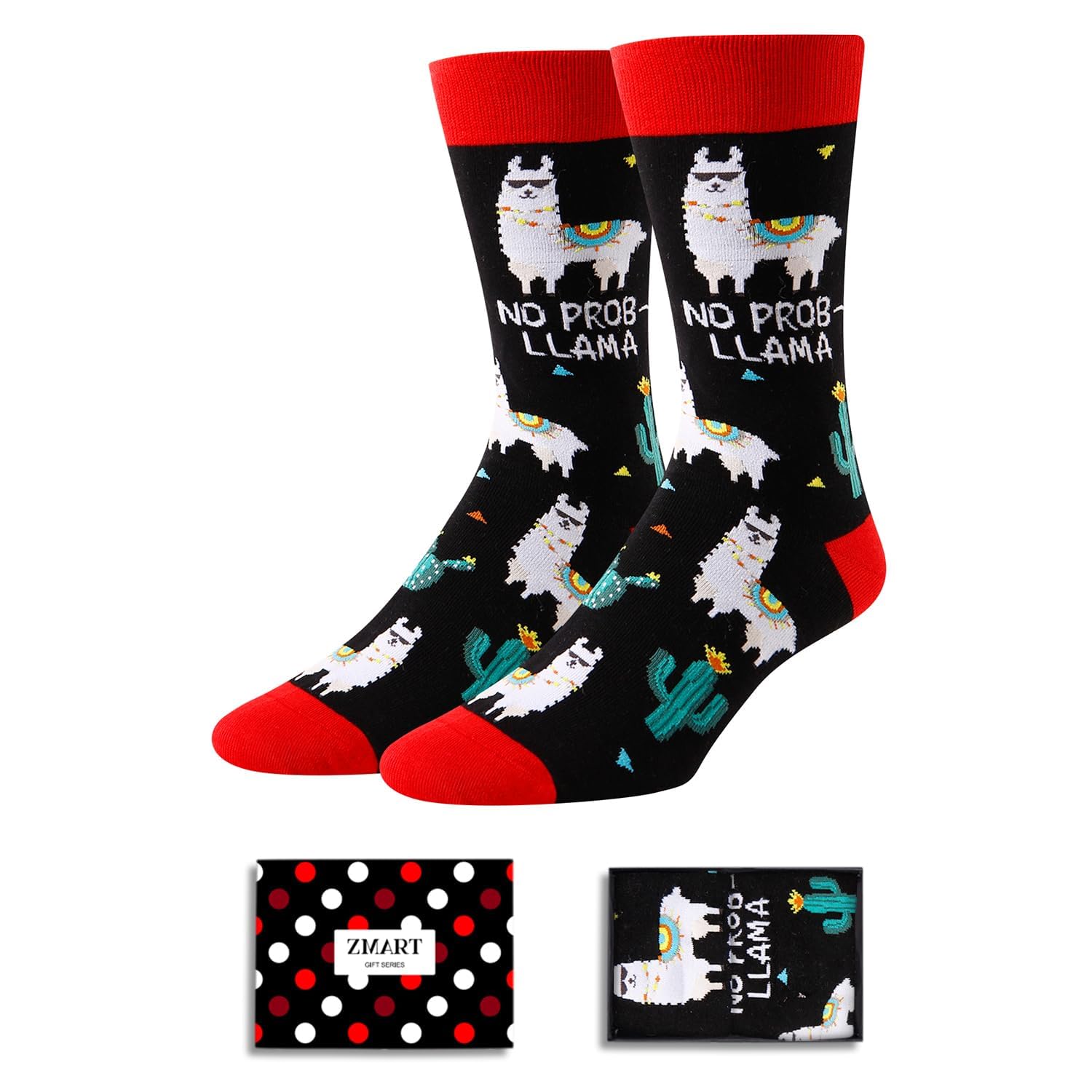 Funny Socks for Men - Crazy Llama, Taco, Shark & Avocado Novelty Socks | Unique Gag Gifts for Him, Birthday & Christmas Presents | Perfect for Parties, Office Humor & Casual Wear