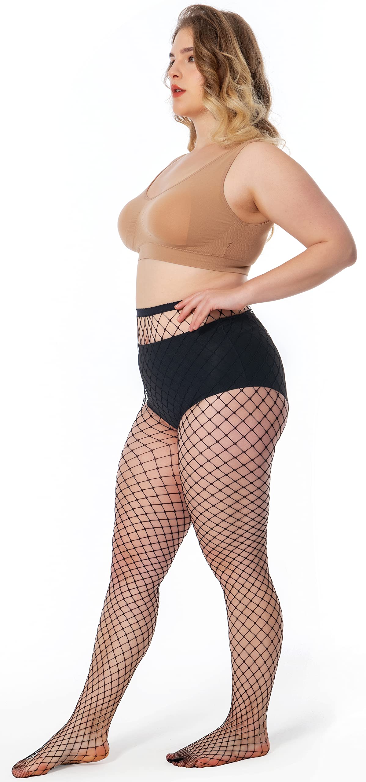 Sexy Women's Thigh High Fishnet Stockings - High Waist Pantyhose Tights for Cosplay, Halloween & Night Out