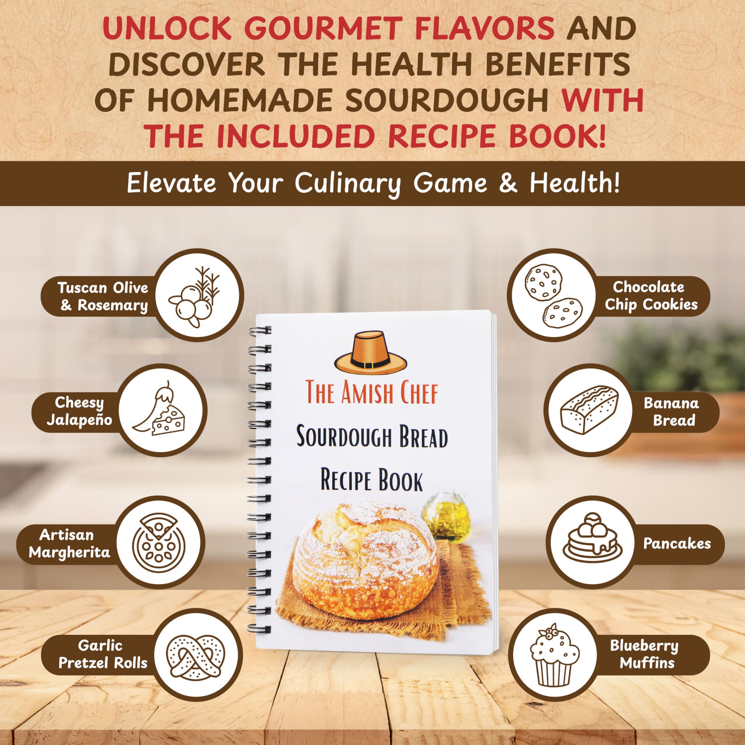 Organic Sourdough Bread Starter Kit - Glass Jar, Bread Lame, Recipe Book & Baking Supplies for Homemade Artisan Bread | Perfect for Beginners, Gifts & Home Baking Enthusiasts
