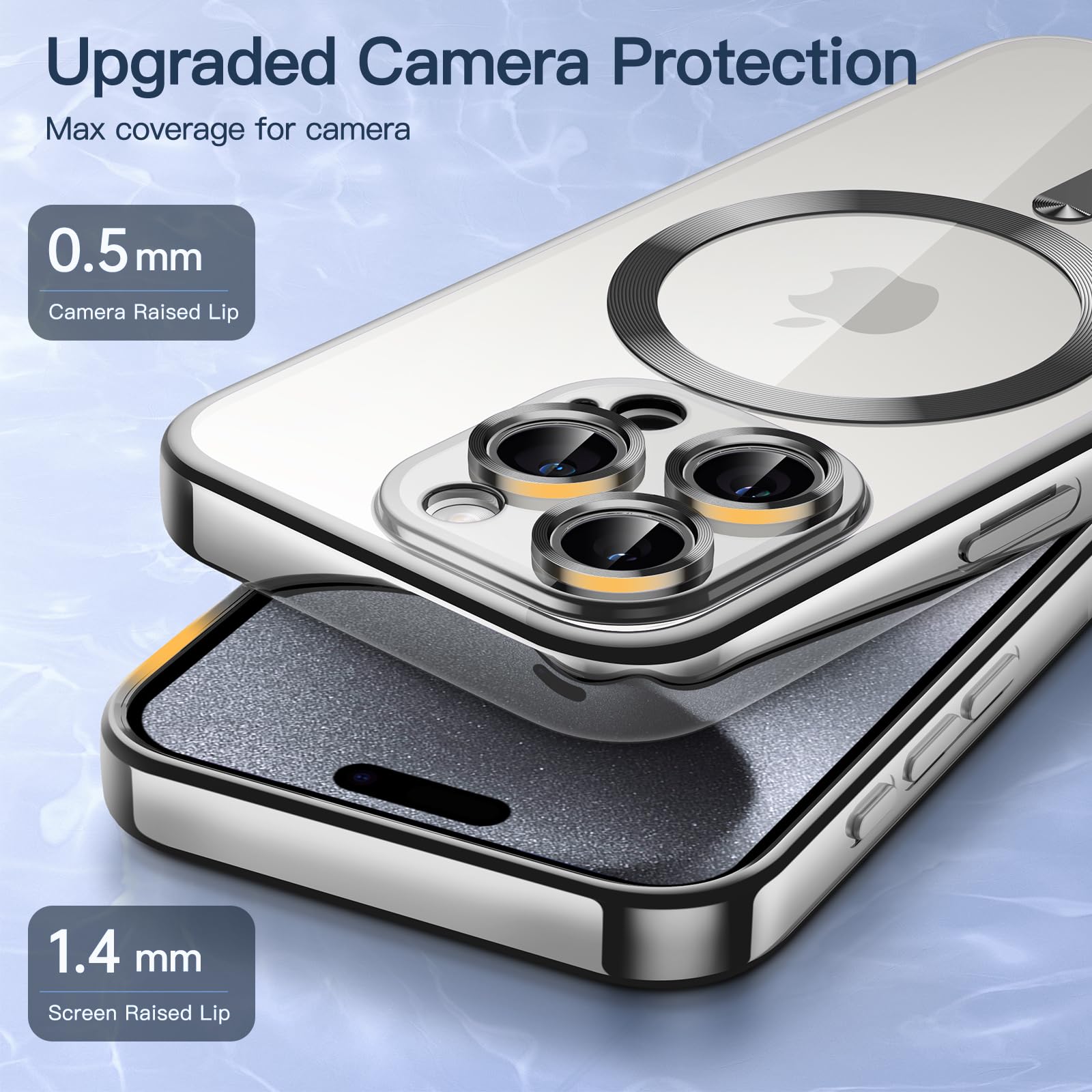 JETech iPhone 15 Pro Max Case 6.7 Inch - Clear Soft TPU Phone Cover with Camera Protection | MagSafe Compatible | Shockproof Electroplated Design (Silver) for Everyday Use, Travel & Wireless Charging