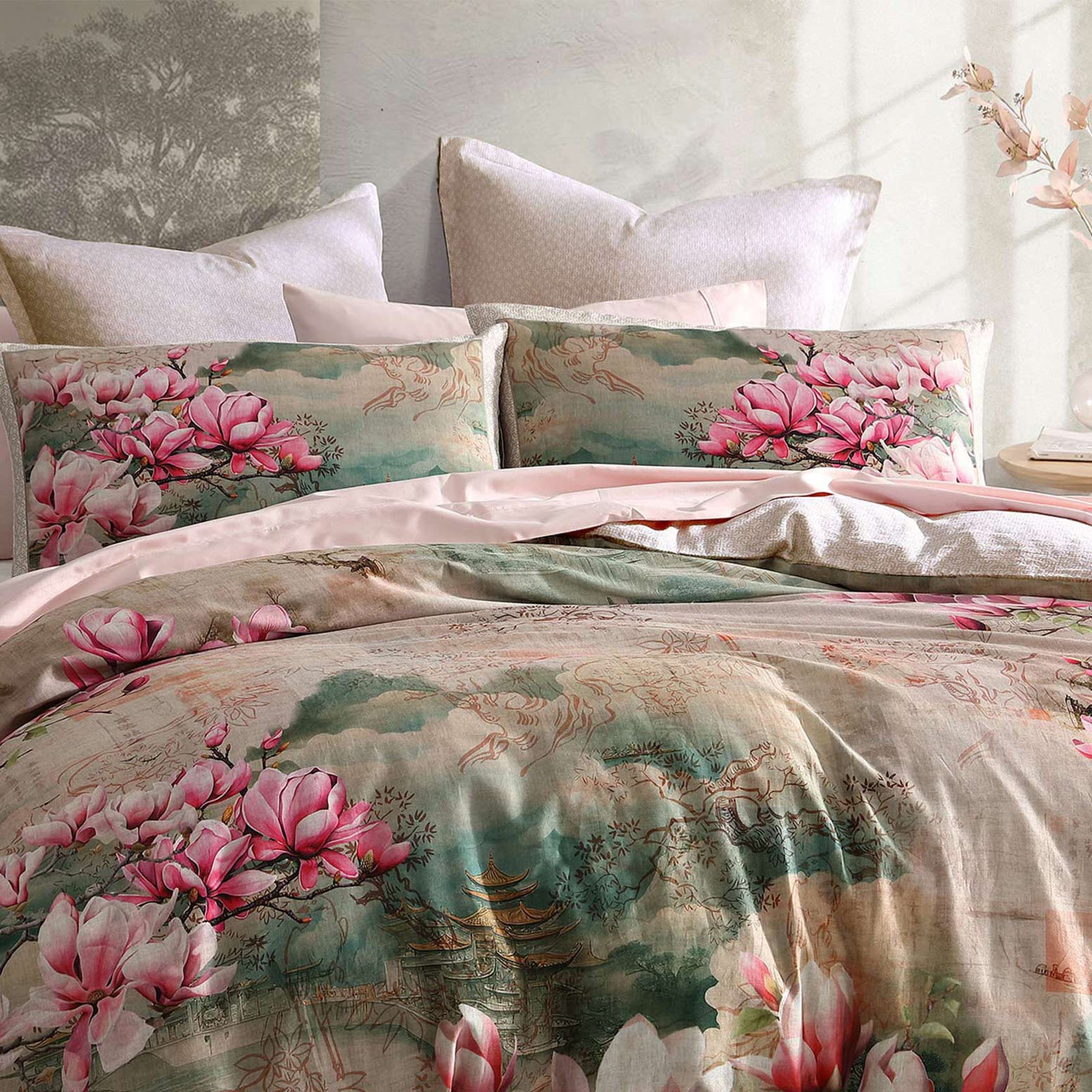 Premium Ikigai Magnolia Quilt Cover Set by Logan & Mason - Soft Luxury Bedding for Master Bedroom & Guest Room - Perfect for Modern, Boho & Farmhouse Home Decor