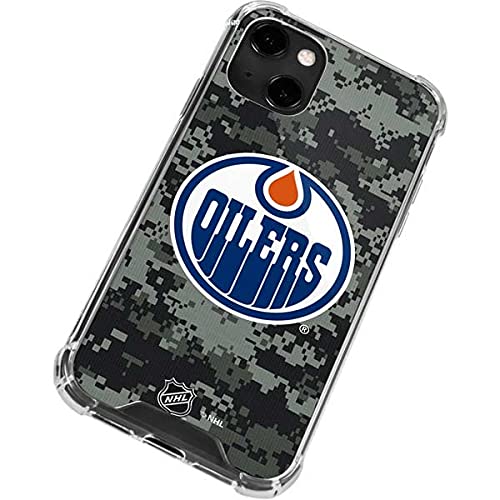 Official NHL Edmonton Oilers Camo Design Clear Phone Case for iPhone 13 - Durable Protective Cover for Everyday Use, Sports Events & Outdoor Activities