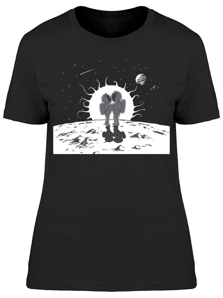 Astronaut Hugging in Space T-Shirt for Women - Unique Space-Themed Graphic Tee for Casual Wear, Gifts & Space Enthusiasts