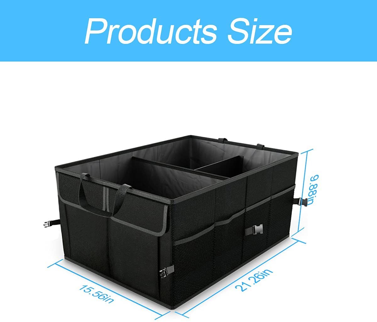 Collapsible Car Trunk Organizer & Storage Box - Large Capacity 22x15x10 Inch - Vehicle Cargo Organizer for Cars, SUVs, Trucks | Perfect for Road Trips, Grocery Shopping & Daily Commute
