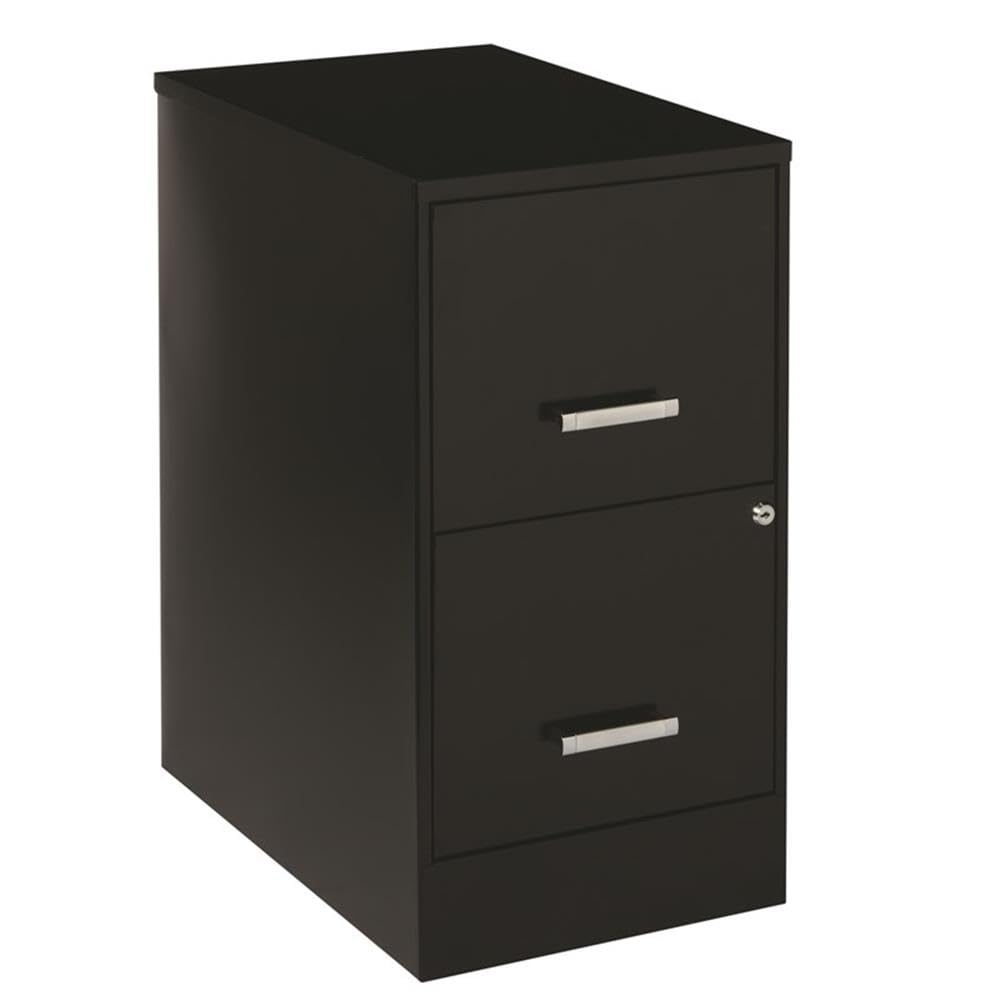2-Piece Black Metal Filing Cabinet Set with 2 Drawers - Home Office Organization & Document Storage for Office, School, or Home Use