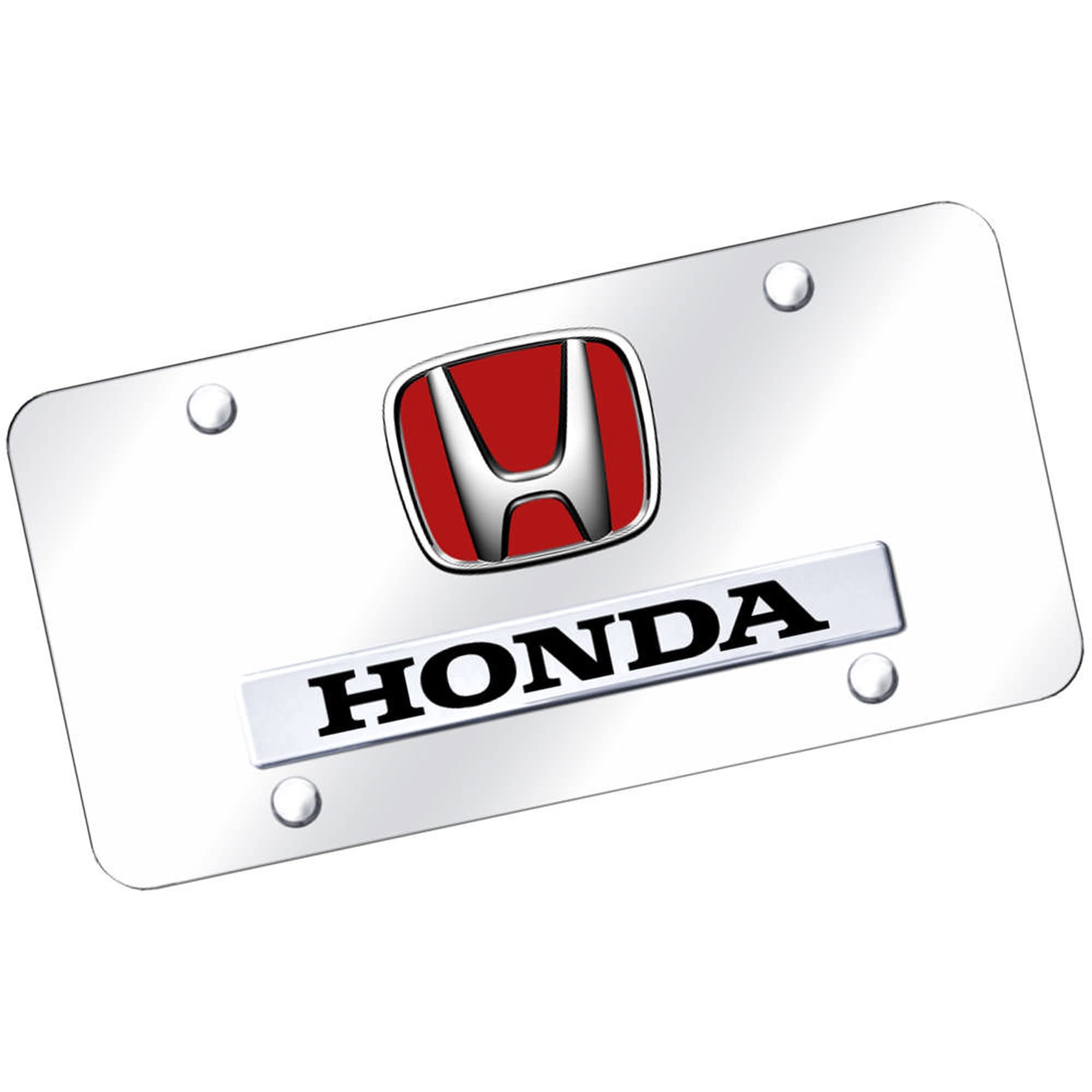 Premium Chrome Dual Logo License Plate for Honda - Au-TOMOTIVE GOLD Car Accessory - Perfect for Car Enthusiasts & Custom Vehicle Upgrades