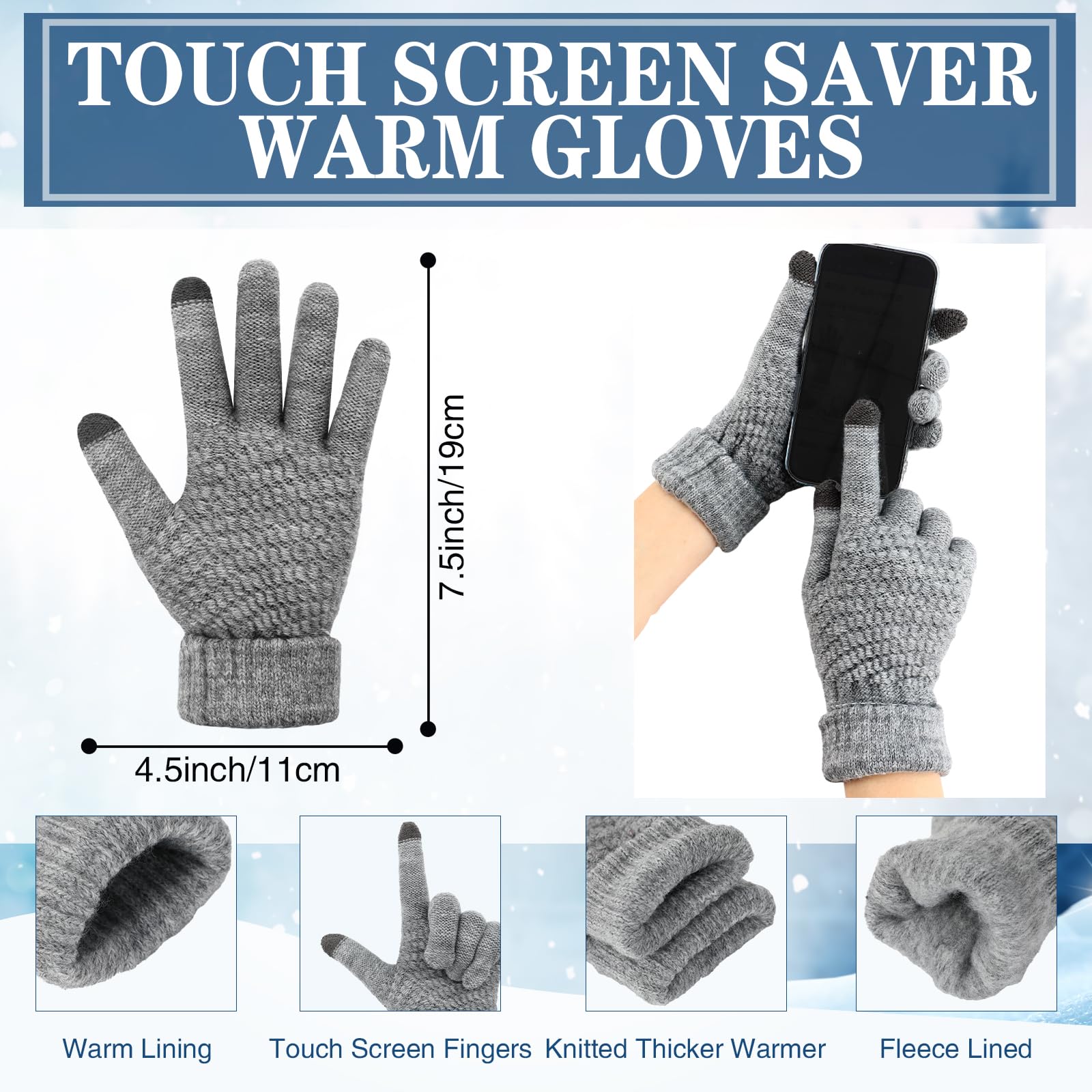18 Pcs Winter Beanie Hat Scarf Gloves Set for Men & Women - Fleece Knit Beanie, Neck Warmer & Touchscreen Gloves - Cold Weather Accessories for Skiing, Snowboarding & Outdoor Activities