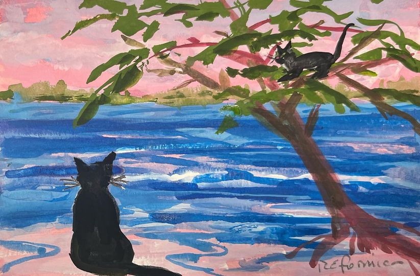 Ruth Formica Black Cat Painting Notecard Set - Handmade Greeting Cards for Halloween, Birthday & Thank You Notes - Perfect for Cat Lovers & Stationery Enthusiasts