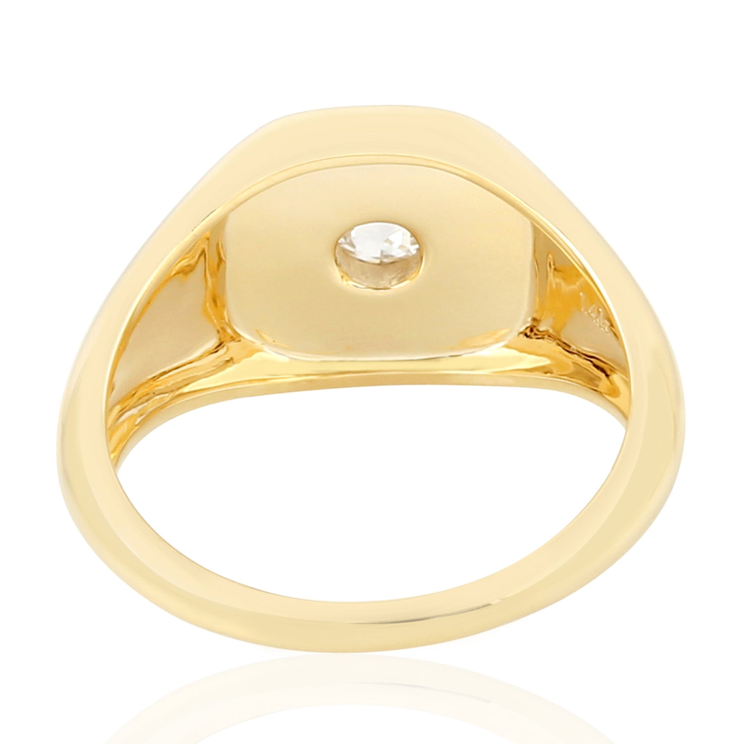 14K Yellow Gold Bezel Set Uncut Diamond Black Enamel Ring - Elegant Jewelry Gift for Women, Anniversary, Birthday & Special Occasions