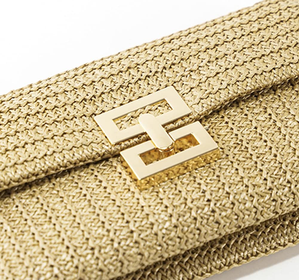 Obosoyo Women's Summer Straw Clutch Purse - Boho Woven Beach Bag with Envelope Wallet Flap - Perfect for Cell Phone & Evening Events - Ideal for Beach Vacations, Weddings & Outdoor Parties