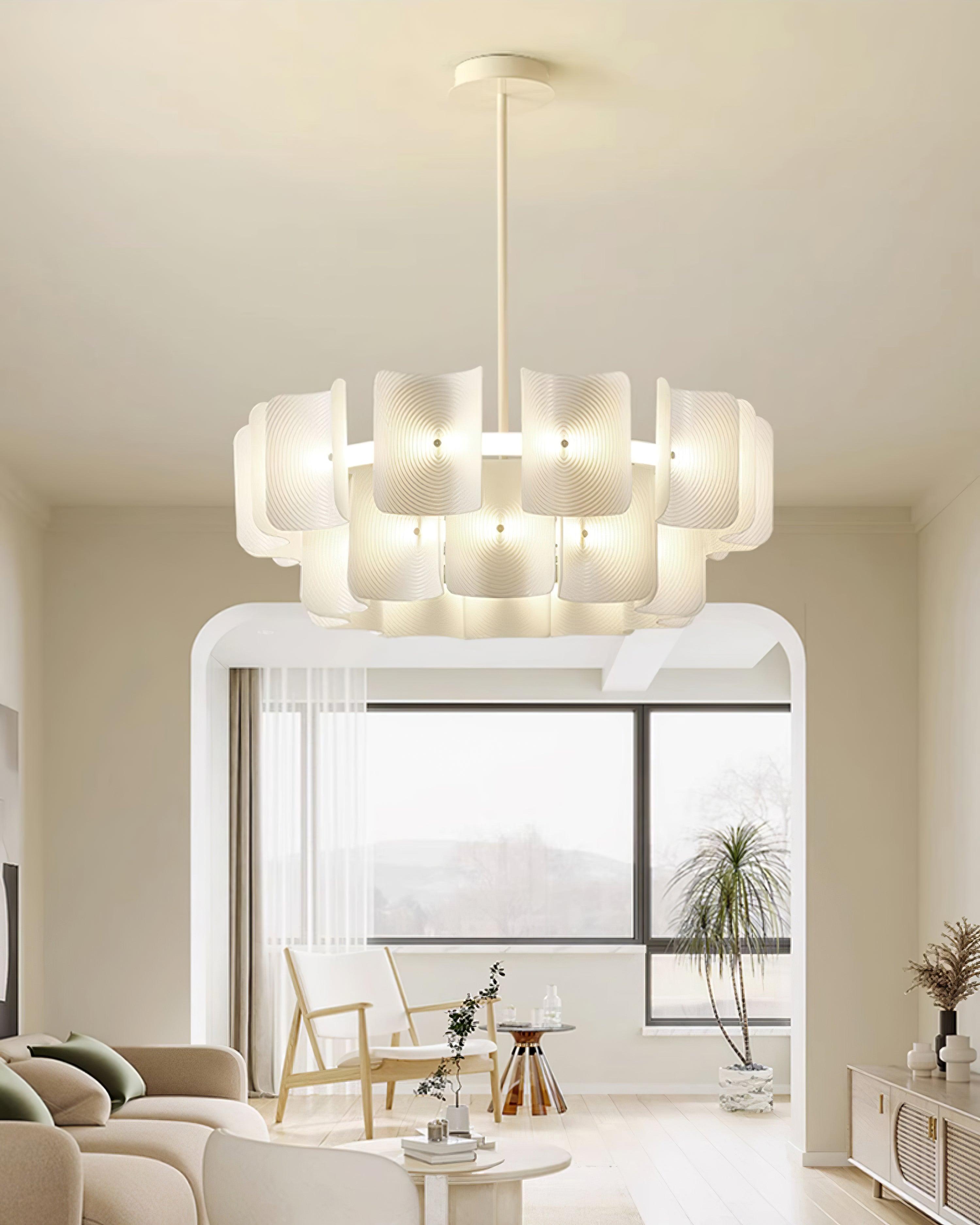 Elegant Fingerprint Chandelier - Modern Crystal Ceiling Light Fixture for Dining Room, Living Room & Bedroom Decor | Energy Efficient LED Lighting for Home & Office Spaces
