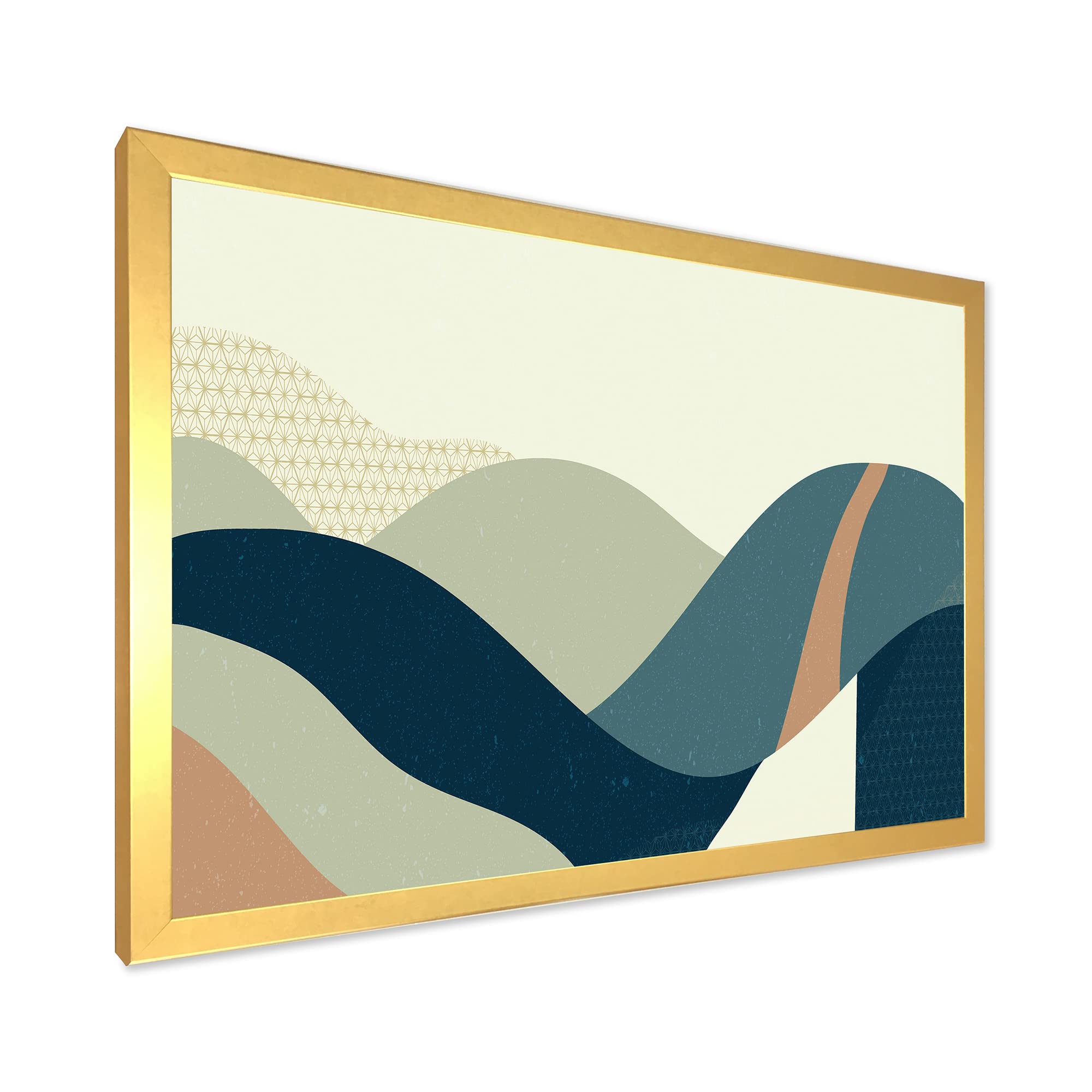 Abstract Geometric Landscape With Hills - Modern Framed Wall Art for Living Room, Bedroom & Office Decor | Contemporary Canvas Painting for Home & Office