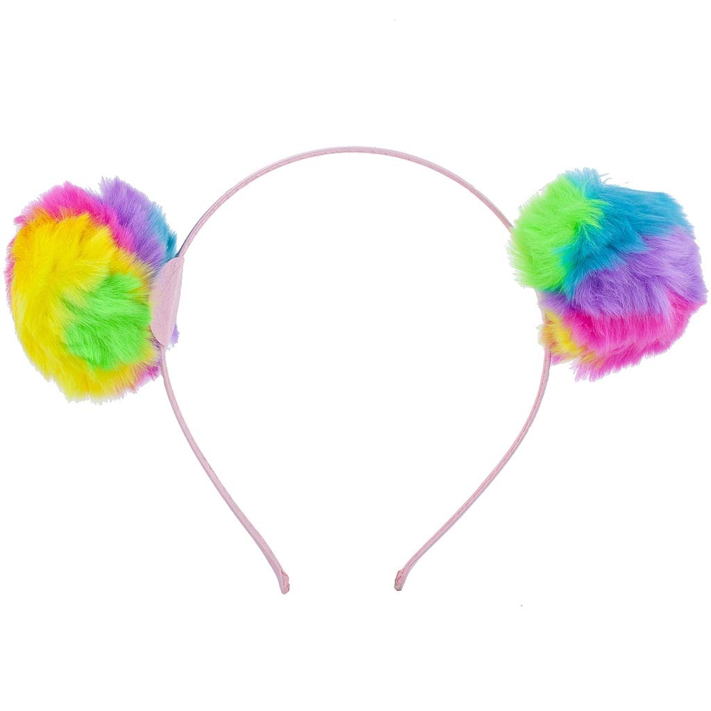 Halloween Cat Ear Headband Set for Girls - Fuzzy Pom Pom Accessories for Costume Parties