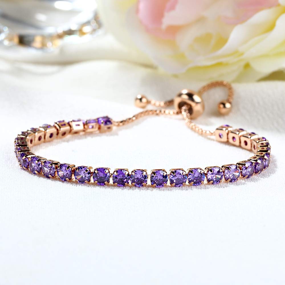 Baoqin Cubic Zirconia Adjustable Bolo Bracelet for Women - Elegant Wedding Engagement Gift Jewelry for Her - Perfect for Anniversary, Birthday & Special Occasions