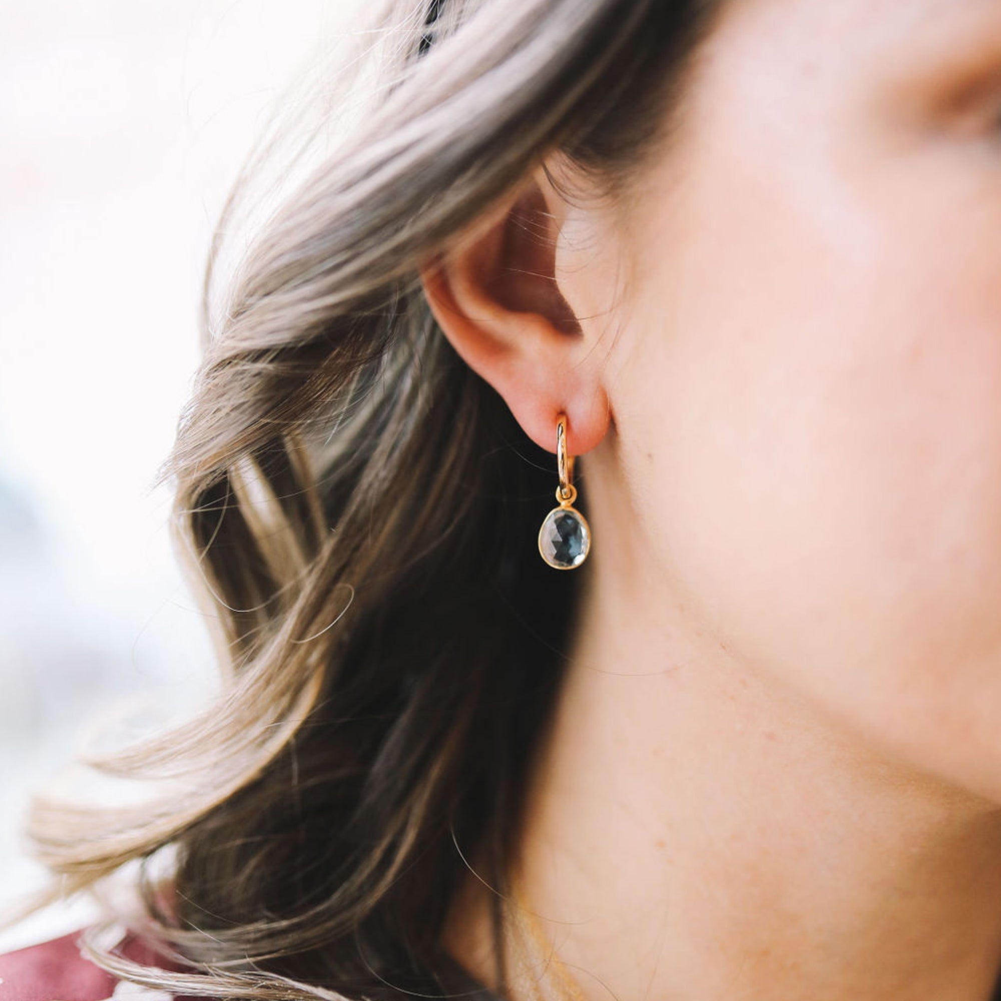 Manhattan Gold Interchangeable Gemstone Earrings - Elegant 14K Gold Hoop Earrings with Swappable Gemstones | Perfect for Parties, Weddings & Everyday Wear