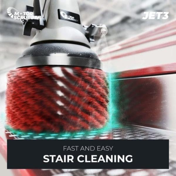 MotorScrubber Jet3 Cordless Long Handle Floor Scrubber - Powerful Electric Spin Scrubber for Tile, Grout, Bathroom & Kitchen Cleaning - Perfect for Hard Floors, Showers, and Pet Areas