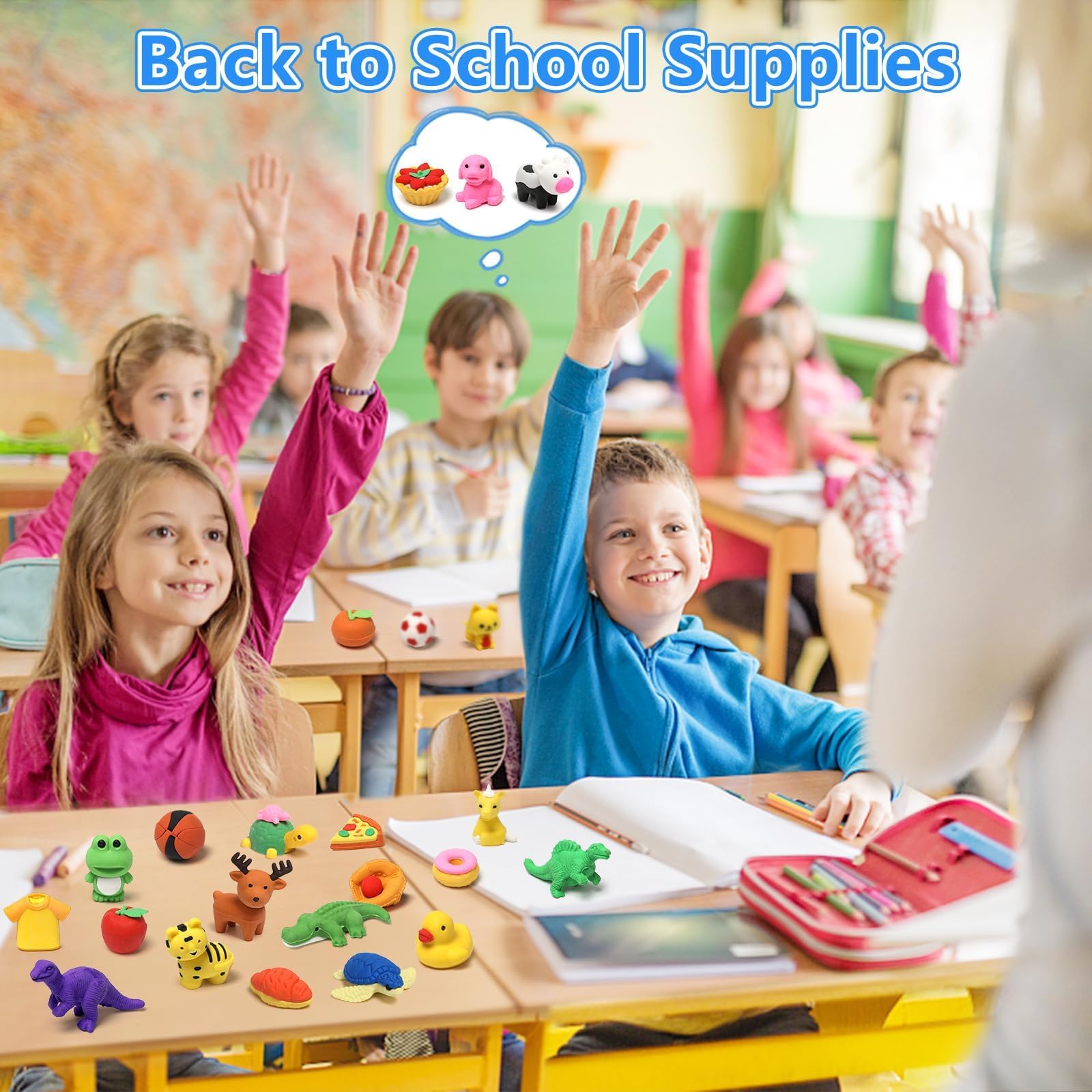 HINZER 100-Pack 3D Animal Puzzle Erasers for Kids - Fun Pull-Apart Classroom Rewards, Party Favors & School Supplies | Perfect for Treasure Box Prizes, Birthday Gifts & Back-to-School Activities