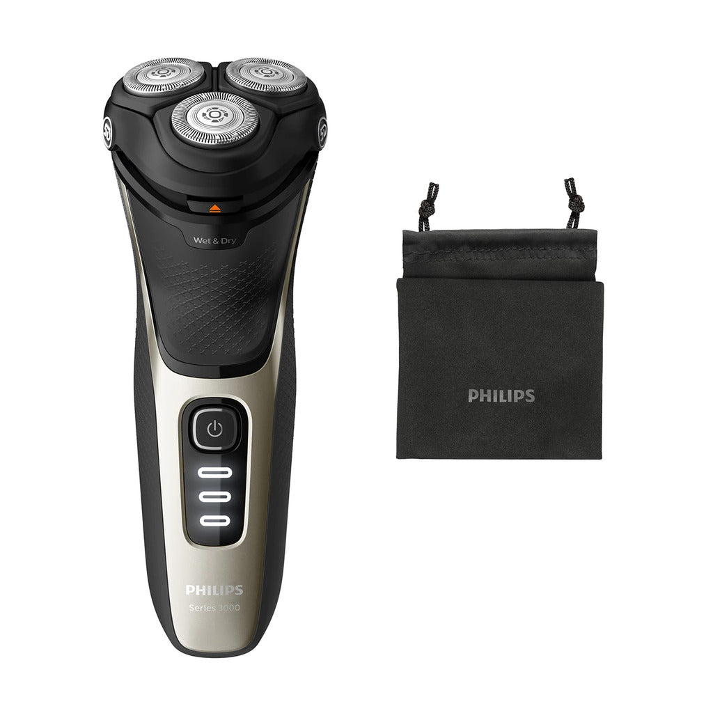 PHILIPS S3230/52 Series 3000 Electric Shaver - Wet & Dry Shaving for Men - Cordless Rechargeable Razor with Dual Precision Blades - Perfect for Travel, Home & Gym Use